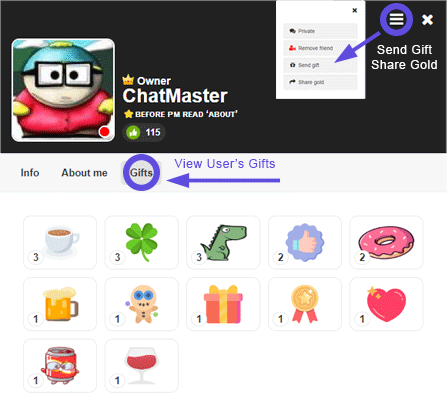 picture of user profile with arrows